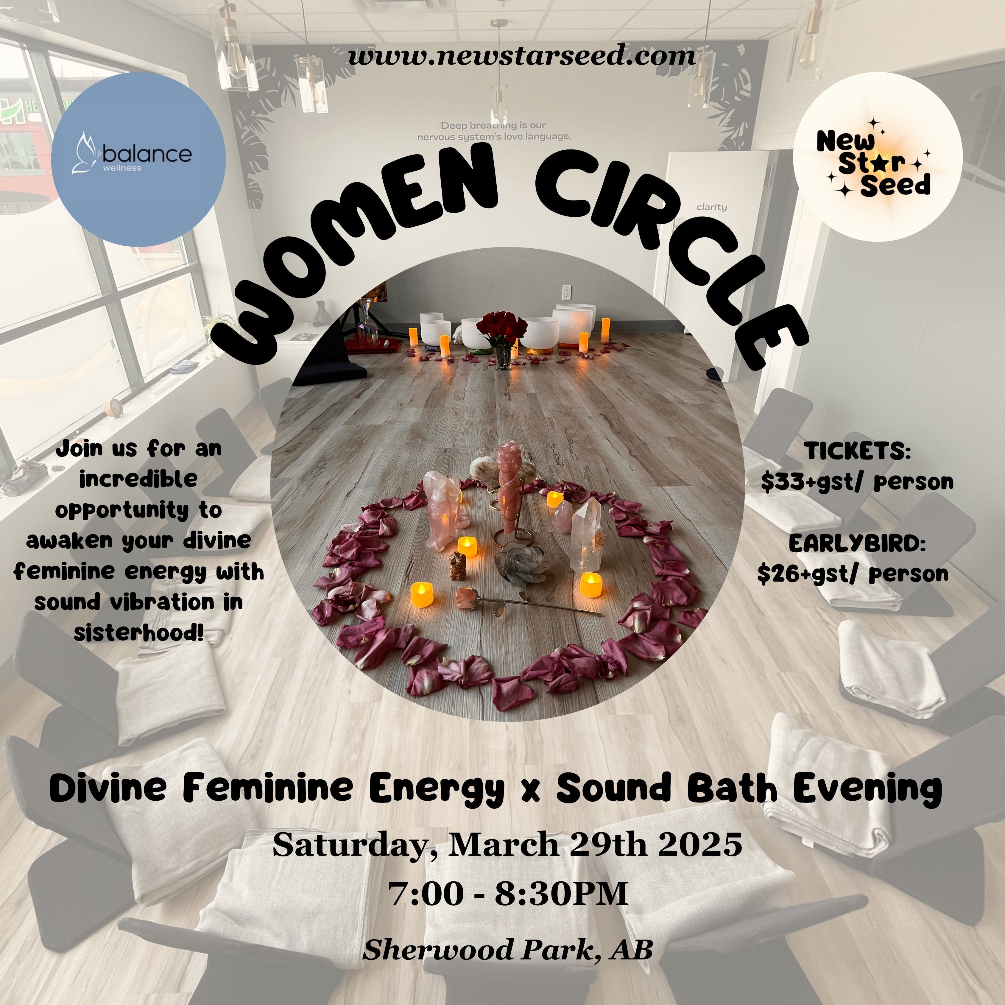 Women’s Circle: Divine Feminine Roses x Candlelit Sound Bath - March 29, 2025