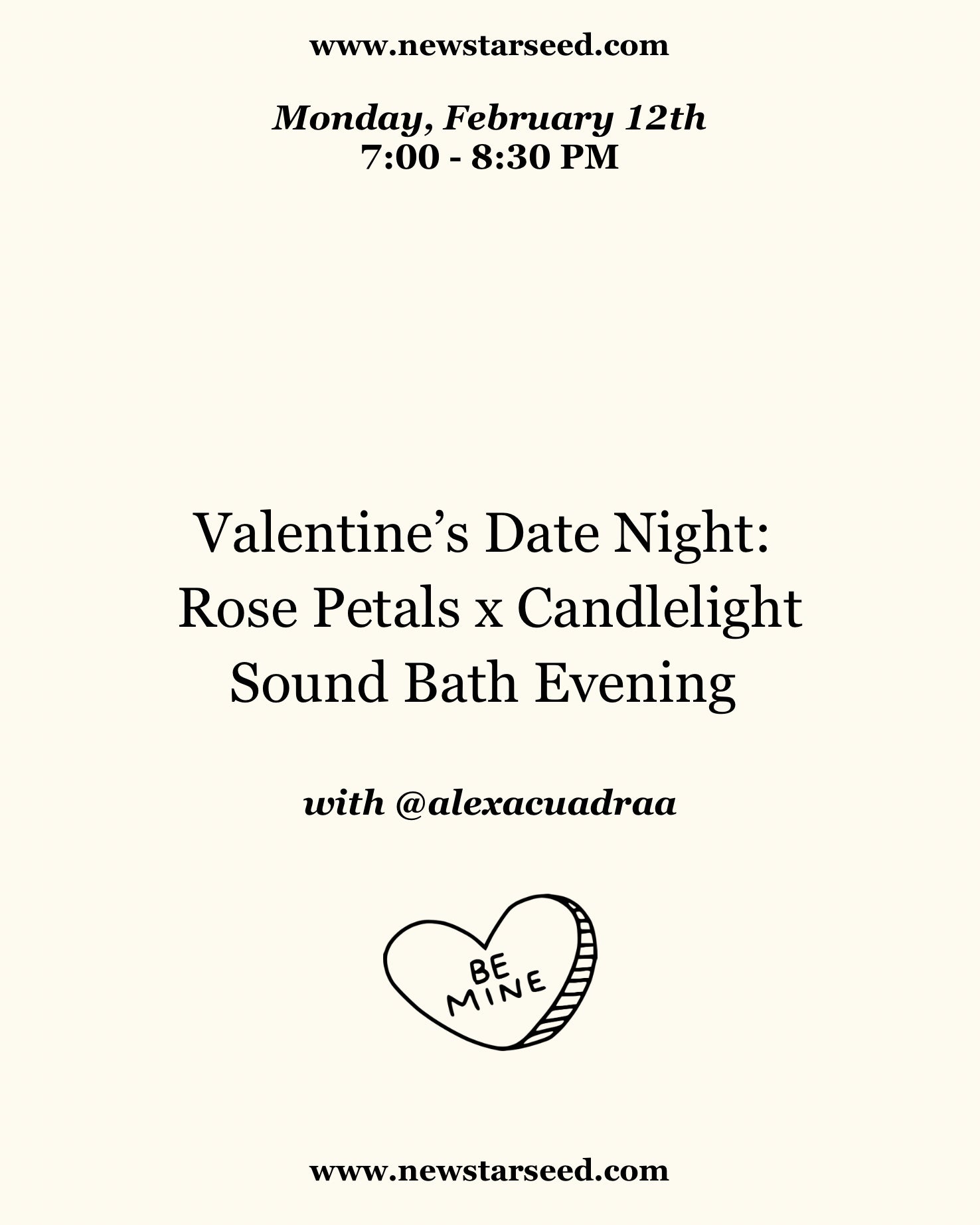 Valentine’s Date Night: 
Rose Petals x Candlelight Sound Bath Evening - February 12, 2024