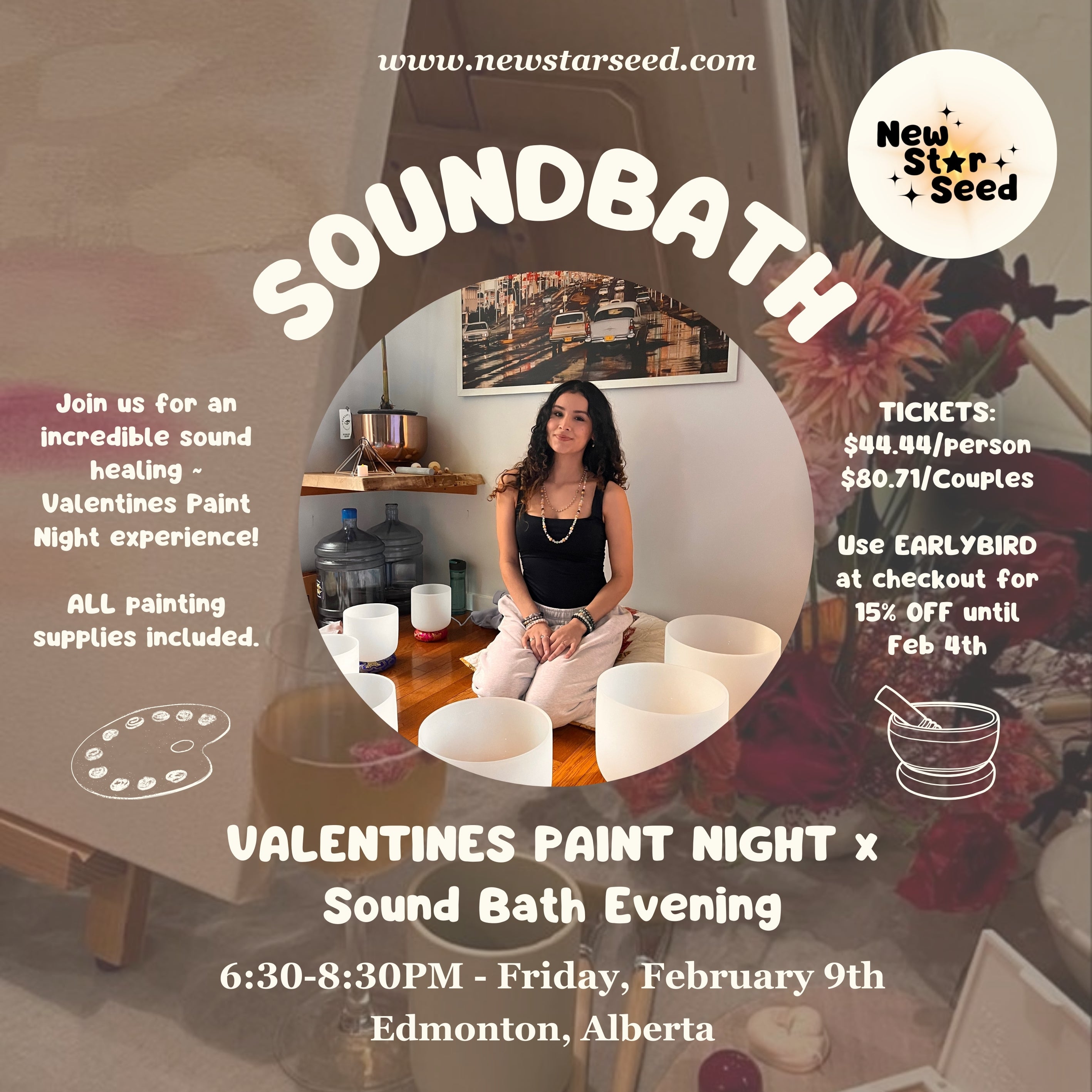 Valentine’s Date Night: Intuitive Painting x Candlelight Sound Bath Evening - February 9, 2024