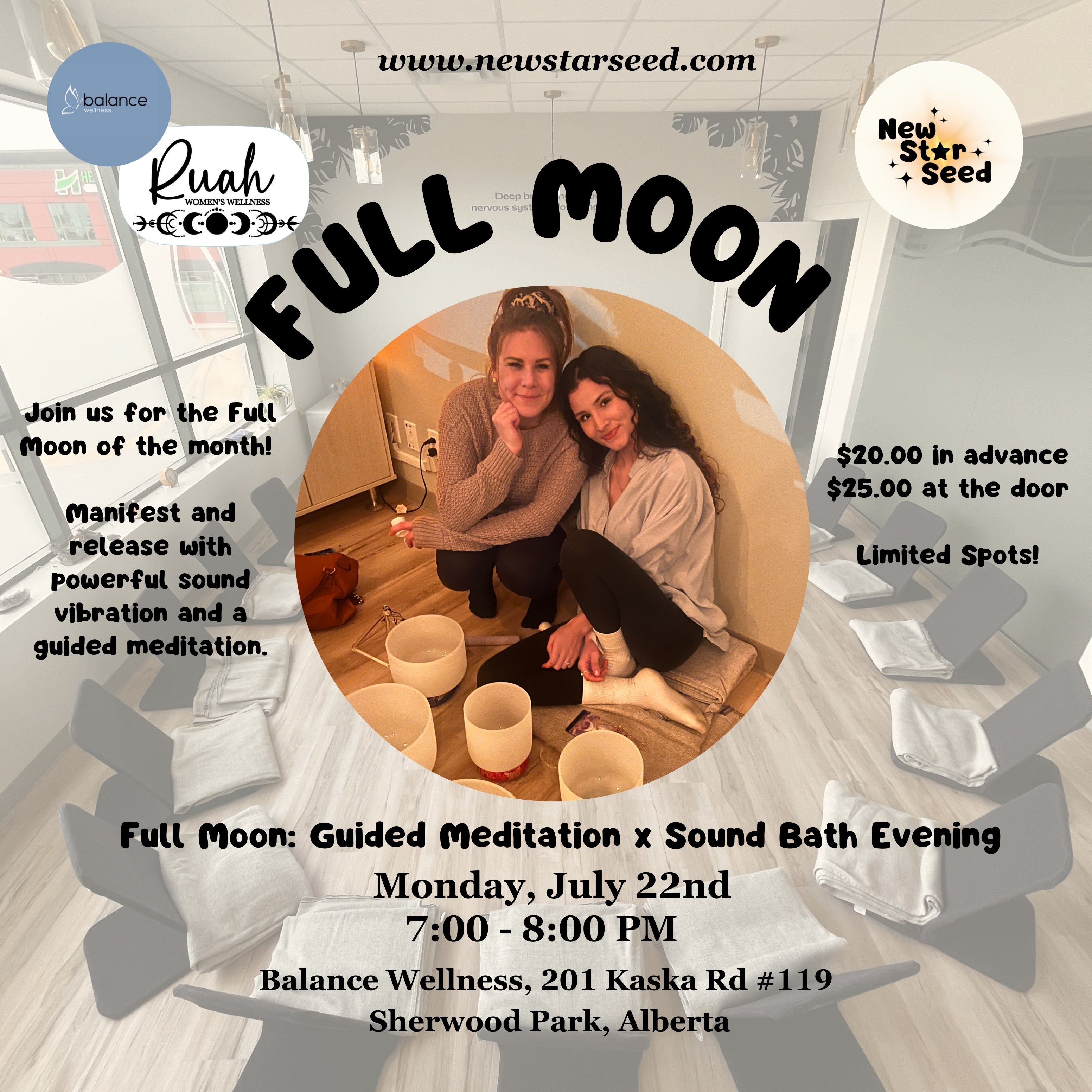 Full Moon: Guided Meditation x Sound Bath Evening - July 22, 2024