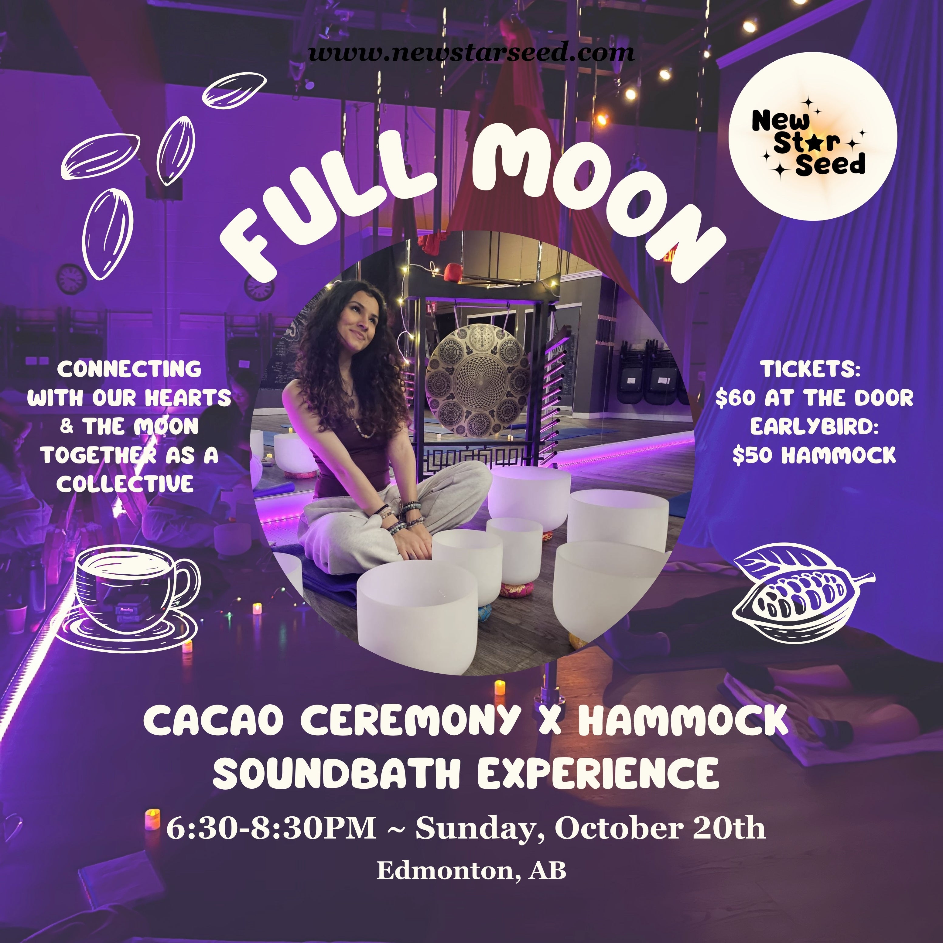 Full Moon: Cacao Ceremony x Hammock Sound Bath Experience - October 20, 2024