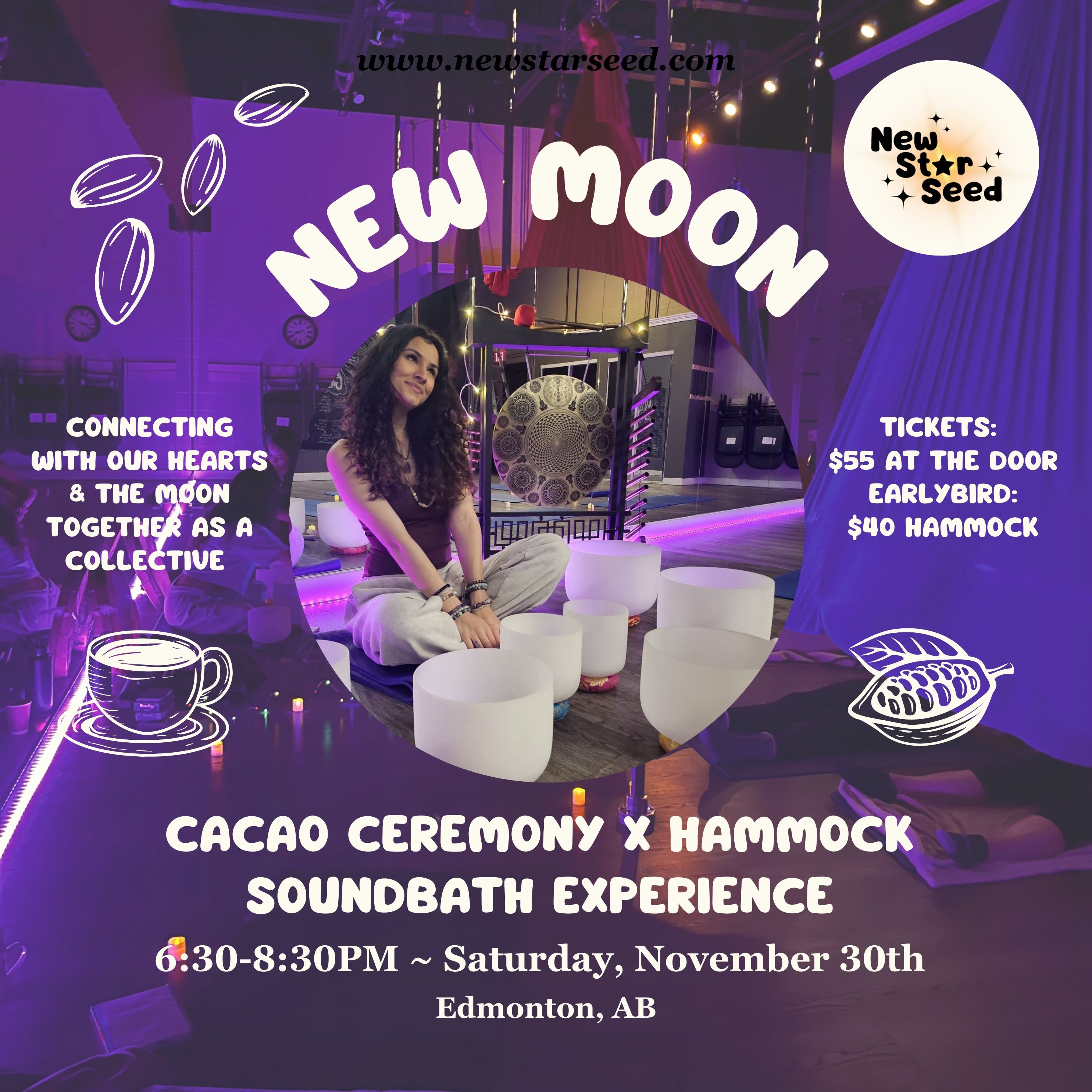 New Moon: Cacao Drum Ceremony x Hammock Sound Bath Experience - November 30, 2024