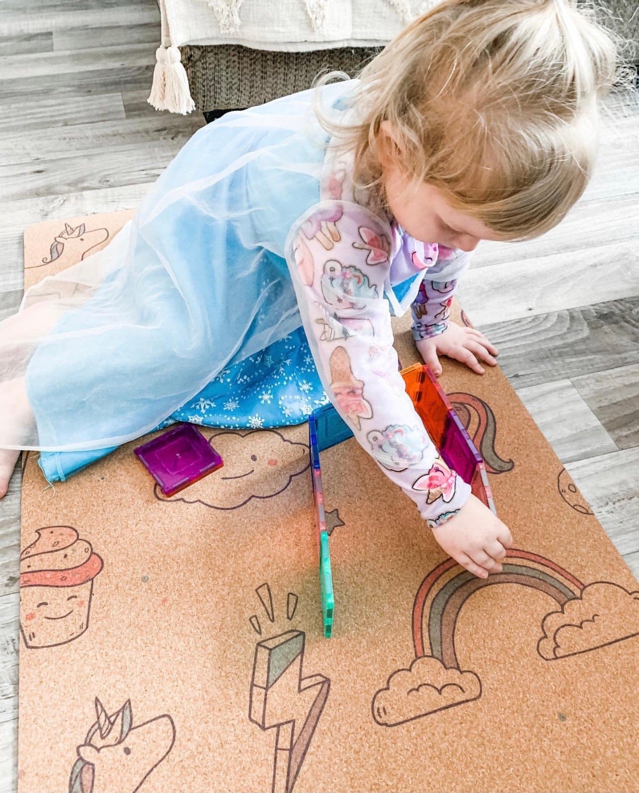 Kids Unicorn Play & Cork Yoga Mat
